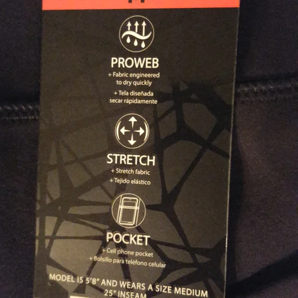 NWT SPYDER ACTIVE leggings, black, pockets, small & medium - Picture 5 of 10